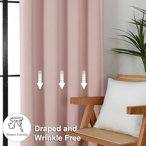 Simplebrand Ava Blush Extra Long Blackout Curtains 108 Inches Long 2