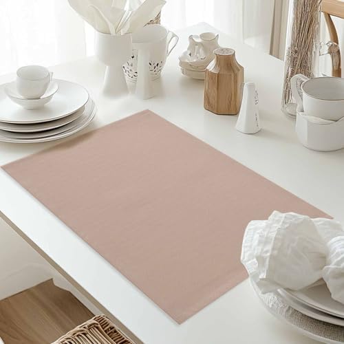 Placemats Set of 8, Warm Beige Woven Placemat, Linen Place Mats for