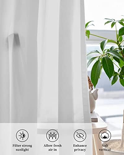 Teamery Sheer Curtains 63 Inches Long, Gray Solid Color Sheer