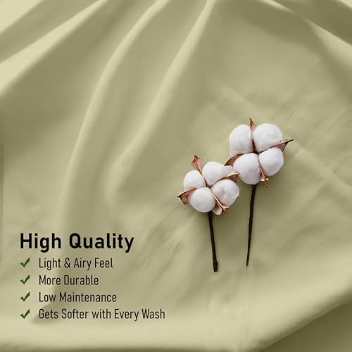 RUVANTI 100% Cotton Queen Sheets, Percale Queen Sheet Set, Sage Green