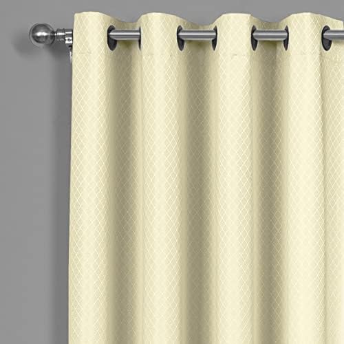 Royal Hotel Diamond Ivory Curtains, Blackout Top Grommet, Jacquard