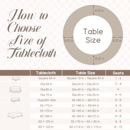 Mindsoft Beige Striped Ruffled Round Tablecloth 70 x 70 Inches