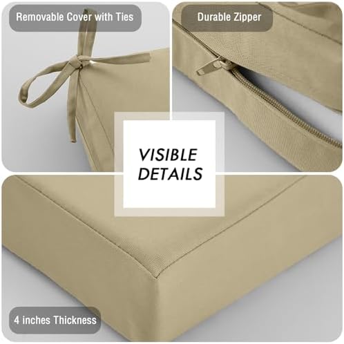 idee-Home Outdoor Cushions for Patio Furniture, Outdoor Seat Cushion