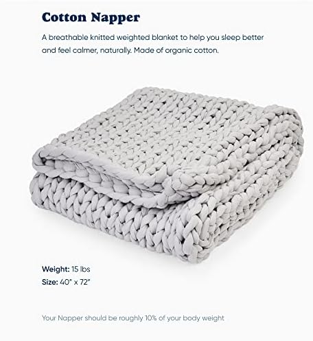 Bearaby Cotton Hand-Knit Weighted Blankets for Adults - Chunky Knit