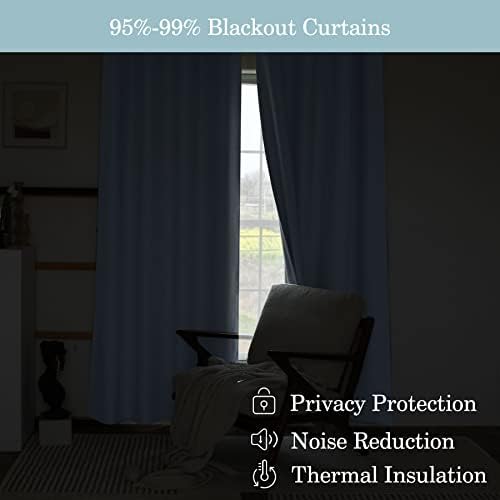 Fcosie Blackout Curtains 63 inches Long 2-in-1 Hanging Style Curtain