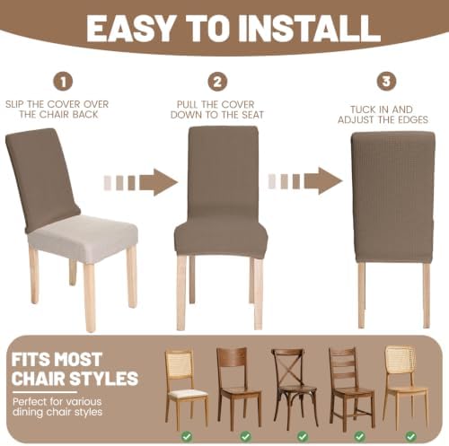 Chair Covers Dining Room Set of 6,Printed Patterned Stretch Non Slip
