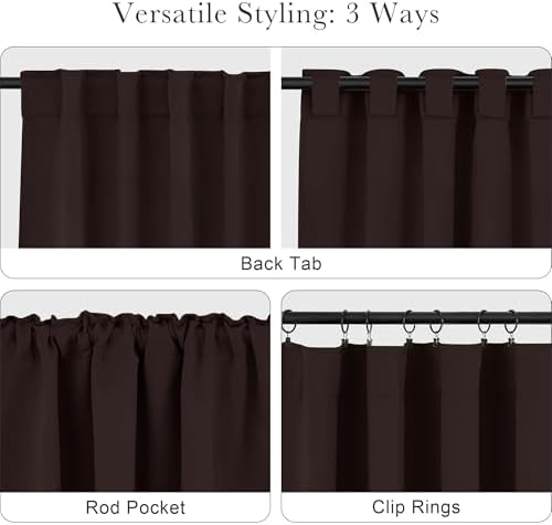 PONY DANCE Bedroom Blackout Curtains - 42 W x 72 L, Brown Window