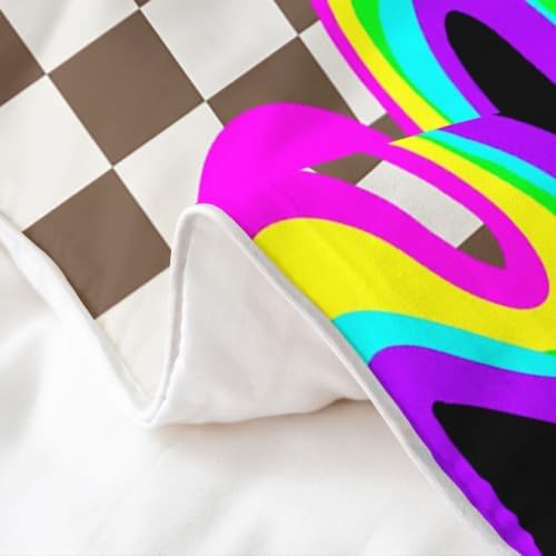 Feelyou Brown Grid Duvet Cover 100% Cotton King Size Geometric Bedding