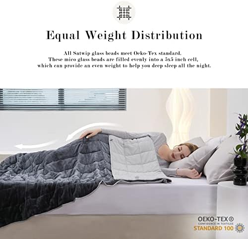 Satwip Grey Weighted Blanket 15 Pounds, Fuzzy Warm Flannel Throw