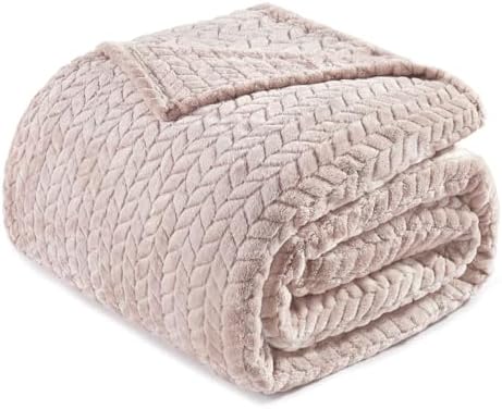 Exclusivo Mezcla Soft Fleece Bed Blanket King Size, 90”x104”, Camel