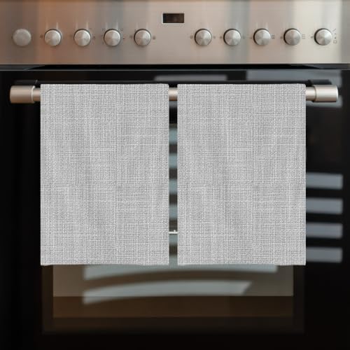 Rustic Light Gray Kitchen Towels Set of 4, Absorbent Microfiber Soft