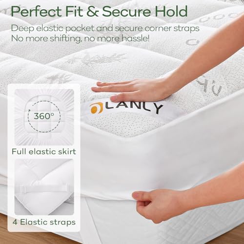 OLANLY Queen Bamboo Viscose Cooling Mattress Topper, White