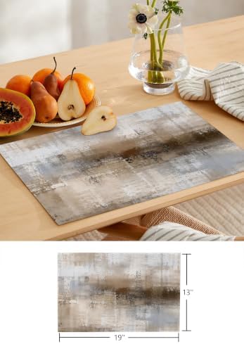 Abstract Brown Table Mats Set of 6 with Table Runner 90 Inches