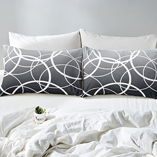 Gray Gradient Duvet Cover Queen Size,Geometric Circles Comforter Cover
