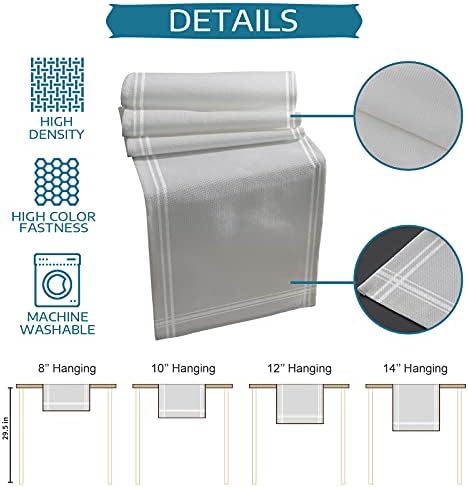 Pure Light Grey Table Runner and Placemats for Dining Tables, Burlap