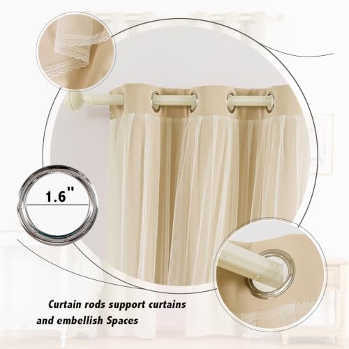 Anytime Double Layer Blackout Curtains 2 Panels,35Wx84L,Cream