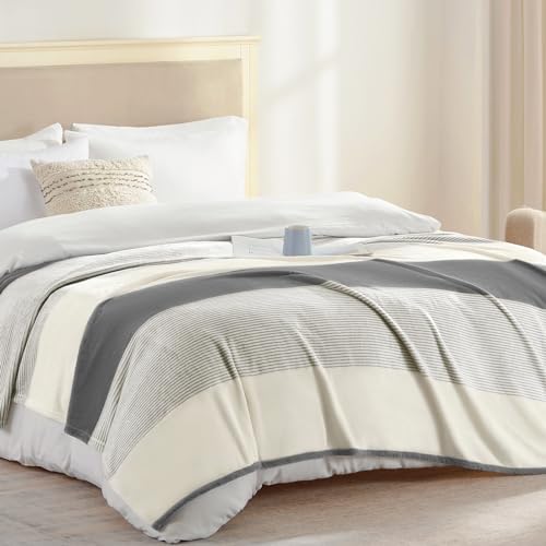 Homelike Moment Fleece Bed Blankets Queen Size Grey, Soft Fluffy Queen