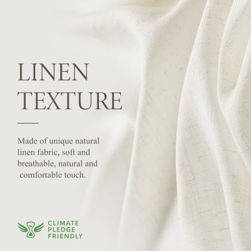 Jowels Natural Pinch Pleated Linen Curtains 63 Inches Long for Living
