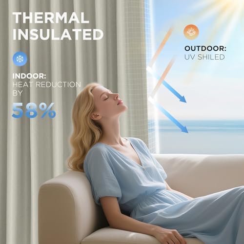 Joydeco Blackout Curtain 108 Inches Long - Natural Thermal Insulated
