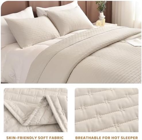 Sanracie California King Bedspreads 120"x120", 100% Cotton Wheat