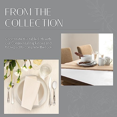 Continental Solid Texture Water Resistant Tablecloth, Ivory - 70" W x