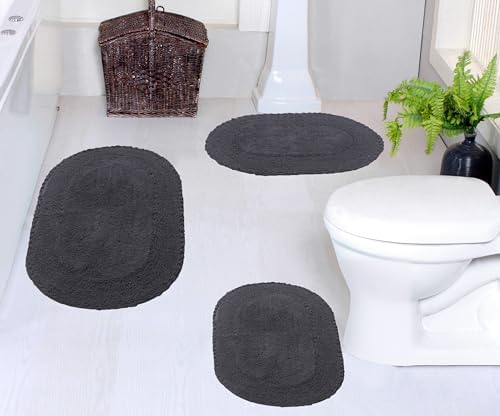 Home Weavers Double Ruffle Collection 100% Cotton Bathroom Rugs Set
