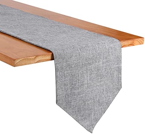 Burlap Farmhouse Cotton Linen Table Runner, Rustic Woven Solid Color