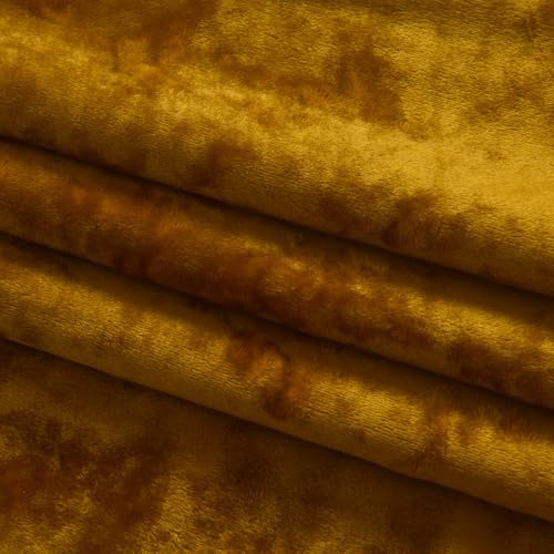 Lux Warm Gold Crushed Velvet Curtains 2 Panel Set - 120 inches Long