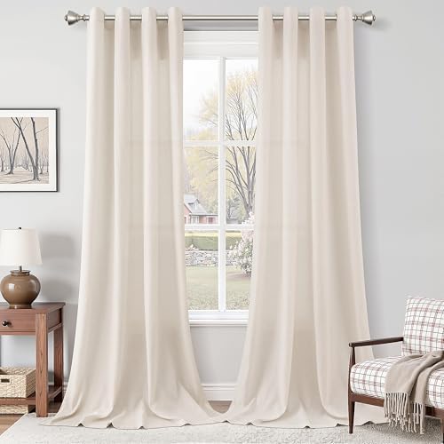 Nanspring Extra Long Linen Curtains 120 Inch for Living Room Grommet