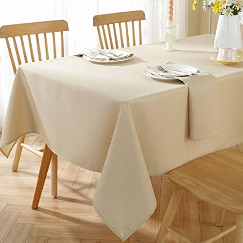 SASTYBALE Beige Textured Tablecloth Rectangle 60 x 102 Inch