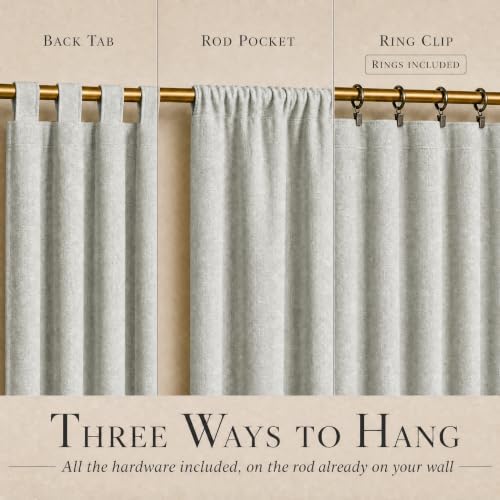 DECOLURE 100% Blackout Linen Curtains 120 Inches Long | Light Beige