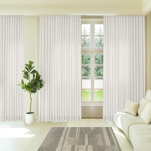 LETAU Off White Linen Curtains 63 inches Long, Pinch Pleated Light
