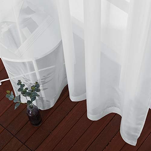 NICETOWN Sheer Curtains 63 Long - Ring Top Solid Voile Window