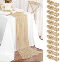 12 Packs Beige Table Runner, Charming Cheesecloth Table Runner 17 x