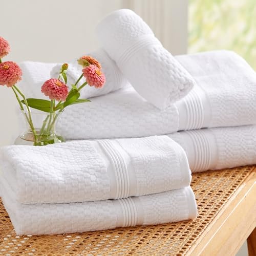 Market & Place 100% Cotton Waffle Weave 6 Piece Towel Set – Soft