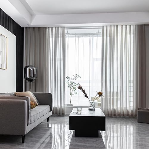 Beydodo Panel Curtains 63 Inch Length, Semi Sheer Curtains for Bedroom