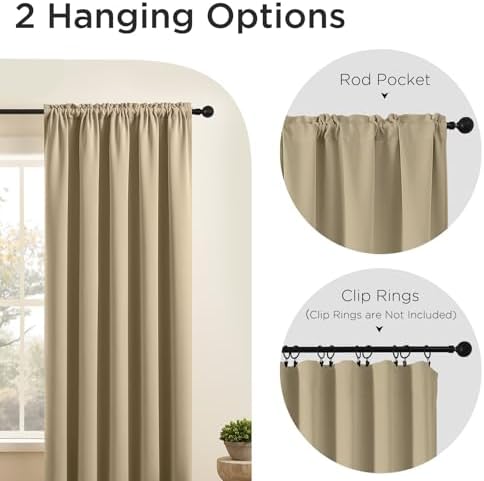 CUCRAF Blackout Curtains 72 inches Long 2 Panels Set for Bedroom