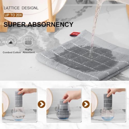 Cotton Kitchen Towels, Reusable Absorbent Dish Cleaning Cloths