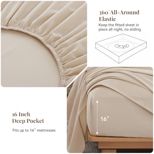 Full Size Sheets 6 Piece, Soft Full Size Bed Sheets, 16 Inch Deep