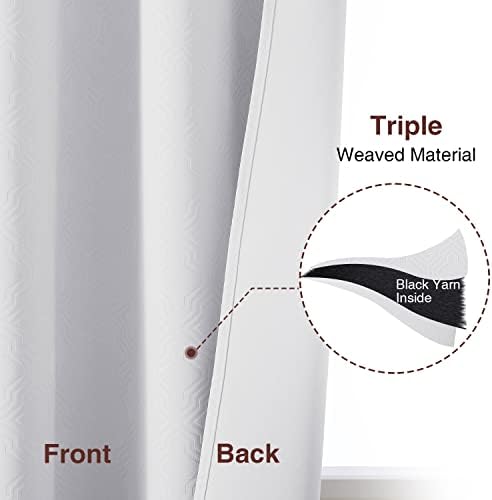 HOMEIDEAS Greyish White Blackout Curtains 52 x 108 Inch Geometric