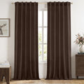 MIULEE Faux Linen Curtains 96 Inch Length 2 Panels Natural Semi Sheer