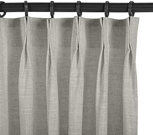 Pinch Pleated Linen Semi Sheer Curtains 108 Inches Long, 1 Panel