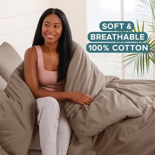 3 Sided Zipper Closure Duvet Cover| Full/Queen Size Warm Taupe