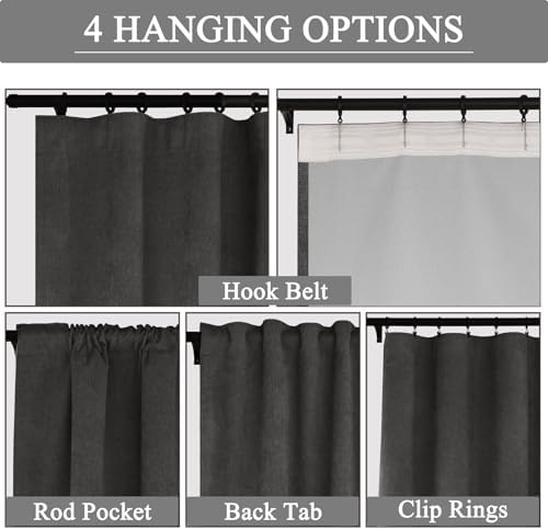Fcosie Tall Chenille 100% Blackout Curtains 120 In Length / 9 10 12 14