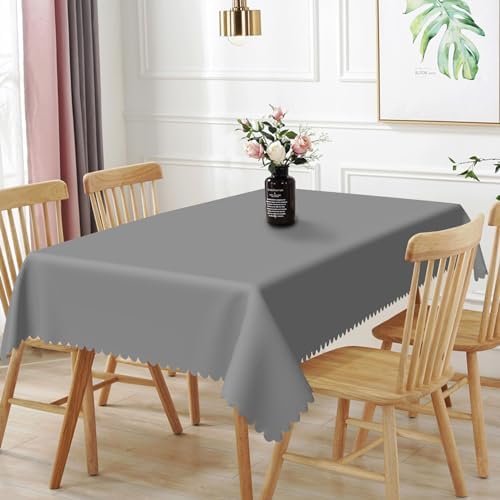 60x120inches Light Grey Rectangle Tablecloth Solid Color Stain and