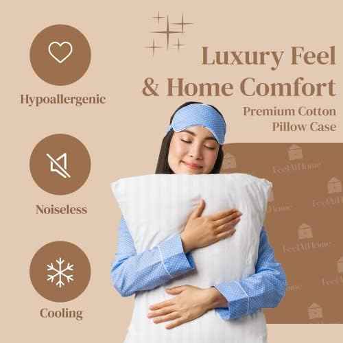 FeelAtHome Waterproof Pillow Protectors, Queen, 4 Pack