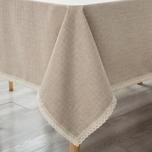 GLORY SEASON Textured Tablecloth Linen-Look Rustic Burlap Style