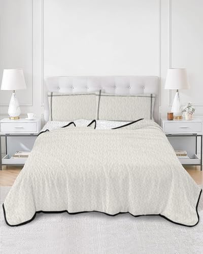 90x96in Quilt Bedding Set Modern Minimalism Pure Beige Breathable