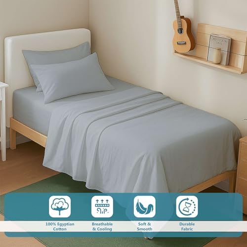 Ready To Rest 4 Piece Twin XL Sheets - Light Grey, 15 Inch Deep