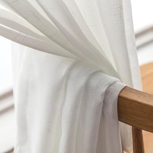 Off White Sheer 94 Inch Curtains & Drapes Long Thin Textured